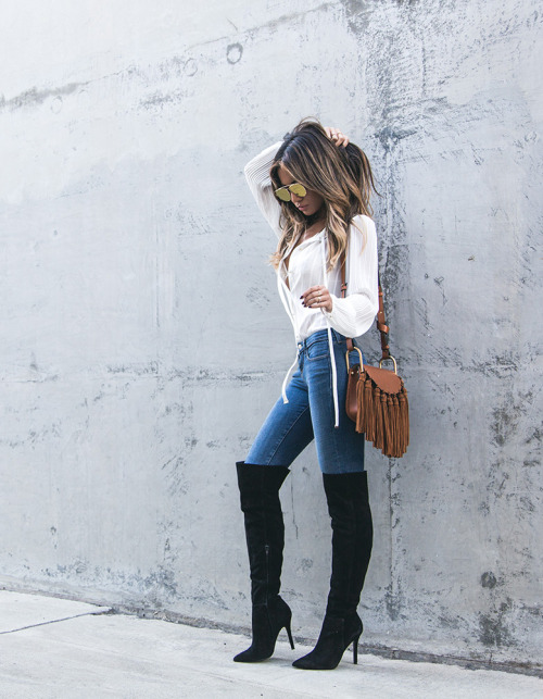 Fashion blogger Jessi Malay from mywhitet in ALDO Seania Over-The-Knee Boots Source: Mywhitet -MWT +