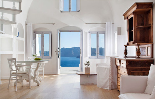 travelplusstyle:Katikies, Santorini, GreeceOn Santorini, the view’s the thing, and there may be none