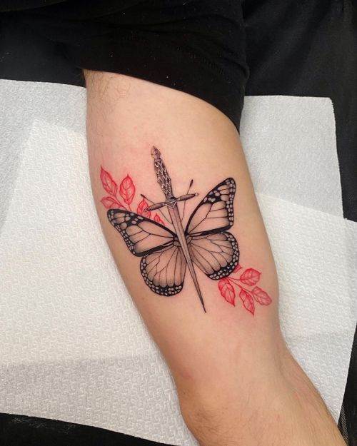 ig: naor__aviv blackw;butterfly;leaf;sword