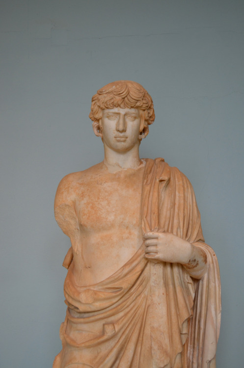 greek-museums:Archaeological Museum of Eleusis:A statue of Antinoos in the style of Asklepios or Dio