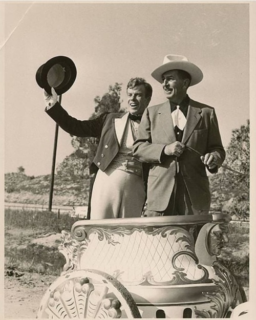 Walt and head Mouseketeer Jimmie Dodd in 1955 Fantasyland. Jimmie and some of the mouseketeers perfo