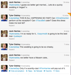 tyleroakley:  Oh, you know, just planning our wedding. (x) 