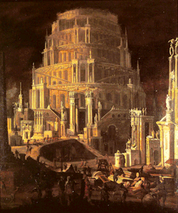 camilotangerine:  Monsù Desiderio (François de Nomé and Didier Barra), The Tower of Babel, 1630, oil on canvas, 154 x 133 cm., Private collection, Napoli.