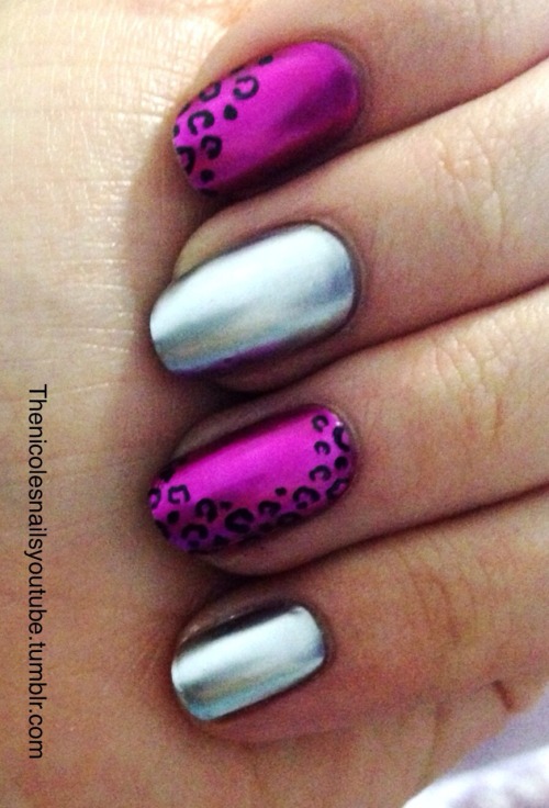 Simple metallic leopard print nails