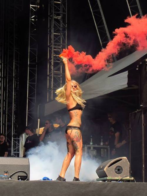 On stage at Masters Of Rock in the Czech, playing with fire!