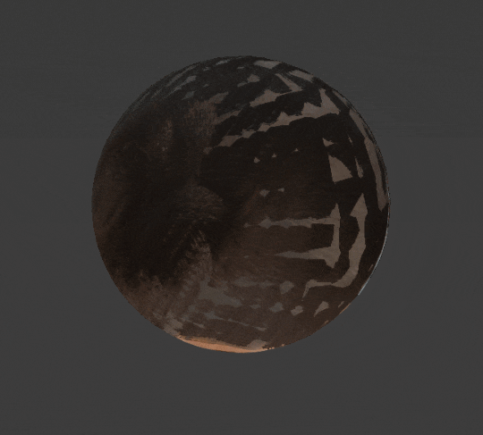 gordon freeman's 3d model from half life alyx but deformed into a ball, but rotating
