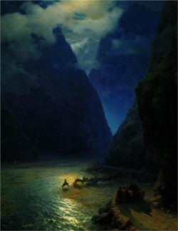 niebla-en-peru:  &ldquo;Darial Gorge&rdquo;, Ivan Aivazovsky (1862)