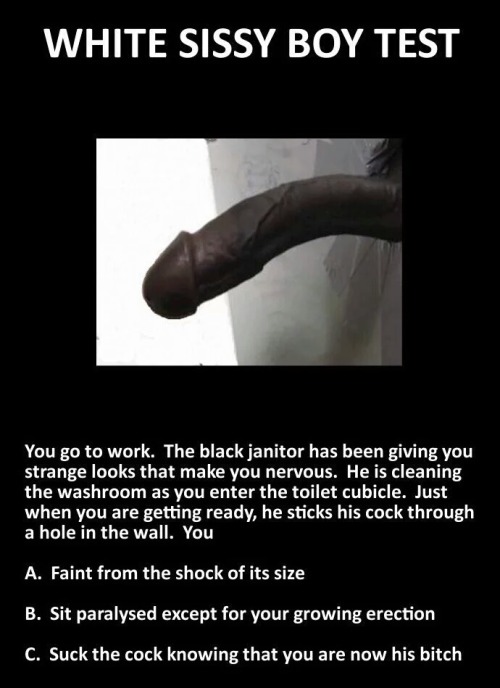 sexyboi4bbc:  fag4blkcock:  sissyfaggot95961:  aspiring-sissy-diana:  blackcockgaypussy:  faggywhore:  Hell why wait to go into the stall drop to my knees and serve Him straight up  I be waiting in the stall wit spit on my dick.  Make whiteboy pull down