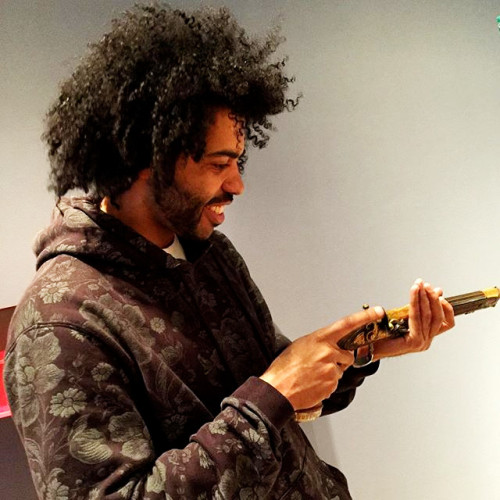 fiftysevenacademics:strangeparticles:Daveed Diggs of Hamilton stops by to try out a pistol that the 