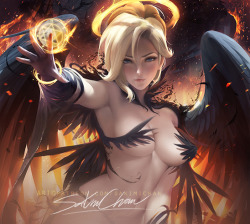 sakimichan:  Sexy(raven)pinup Mercy version