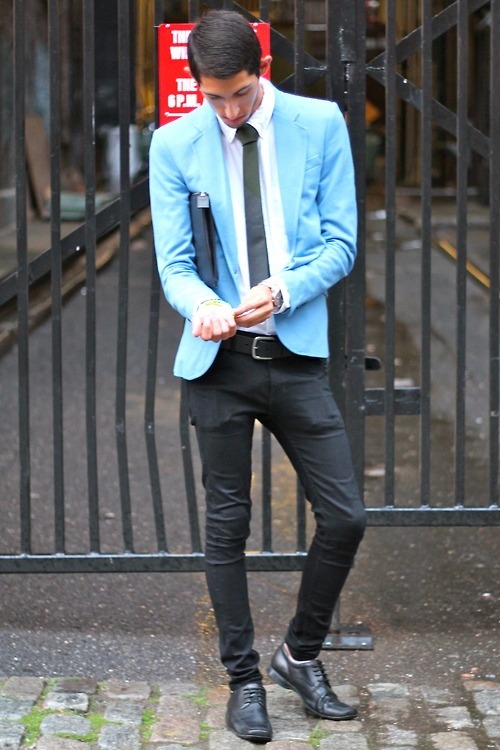 Baby blue on black and white. This is one of the sickest suits on the web.