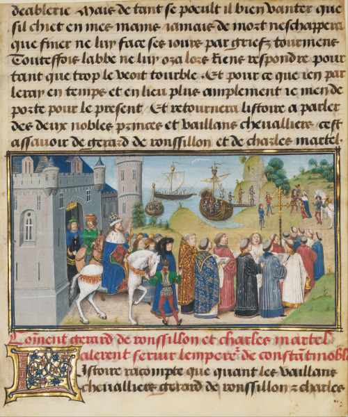 flemishgarden:Loyset Liédet (Flemish, active about 1448 - 1478) - The Byzantine Emperor Welcoming Ro