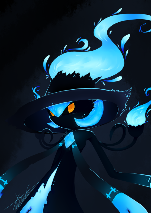 the-game-spirit:   Chandevagius  Or as I like to call her- The Candle Witch Pokemon. c: Inspired by a Pokemon fusion sprite between Gardevoir, Chandelure, and Mismagius made by pokemonscrap 