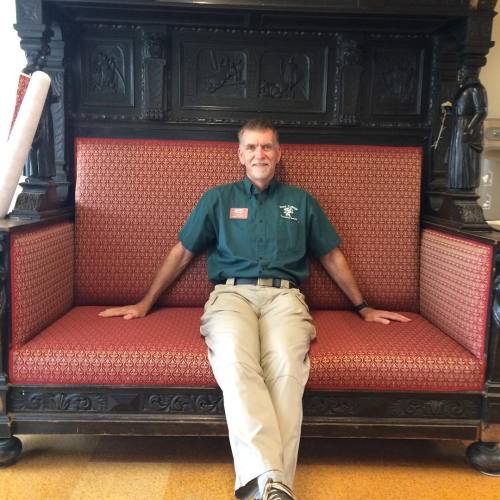 reedienews:reedcommunitysafety:Gary Granger is first to sit on the reupholstered antique couch rescu
