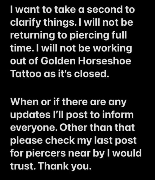 Please read. Please look at the previous post for piercers. Thank you. #piercing #piercings #goldenh