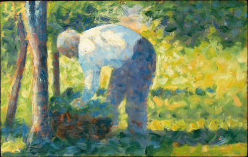 The Gardener, Georges Seurat, 1882–83, European PaintingsBequest of Miss Adelaide Milton de Groot (1876-1967), 1967Size: 6 ¼ x 9 ¾ in. (15.9 x 24.8 cm)Medium: Oil on woodhttps://www.metmuseum.org/art/collection/search/437656 #georgesseurat#themet#metmuseum#europeanart