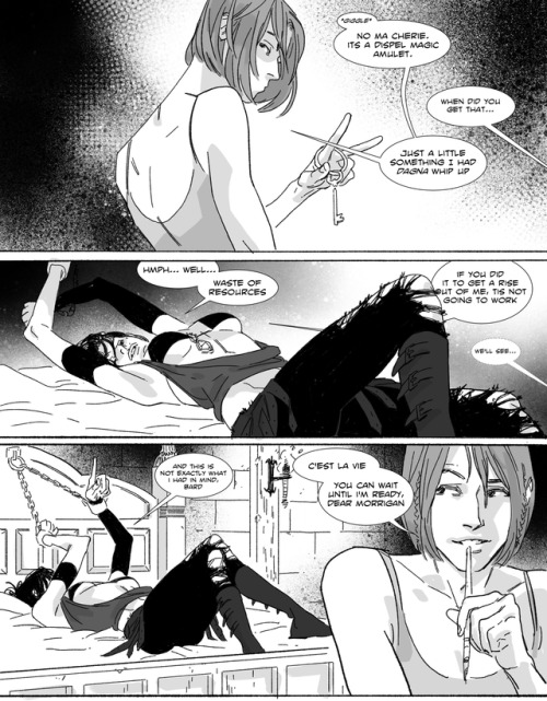 pretend-animator: Well witch, that didn’t go as planned The silly Morrigan/Leliana comic i started over a year ago is finally done :p 