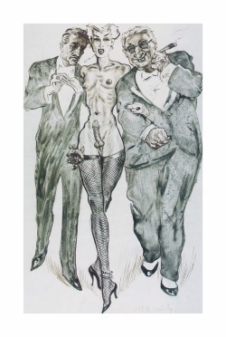 transeroticart:  agracier   said:2 illustrations from the 1920s-30s with transgender themes - note that the customers are depicted, in a typical for that time, anti-Semitic manner as rich businessmen/capitalists, the faces could have come straight from