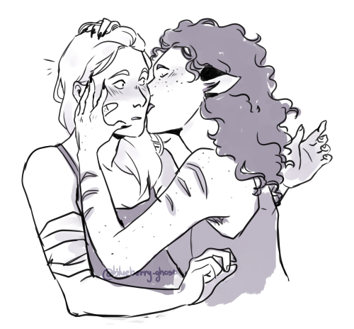 blueberry-ghost: Catra affectionately grooming injured Adora, suggested by @ponieswerehere ~~ Commis