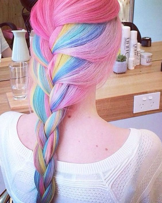 Hair Chalk Pink Rainbow Hair Braid