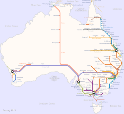 mapsontheweb:  Railroad map of Australia as per January 2019.