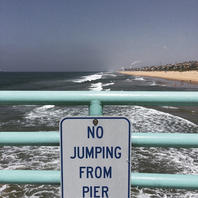 You jump, I jump, remember?  (at Manhattan Beach Pier)