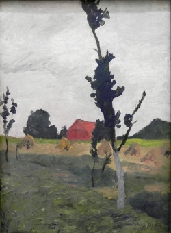 german-expressionists:  Paula Modersohn-Becker, Worpsweder Landschaft mit rotem Haus (Worpsweder Landscape with Red House), 1900 