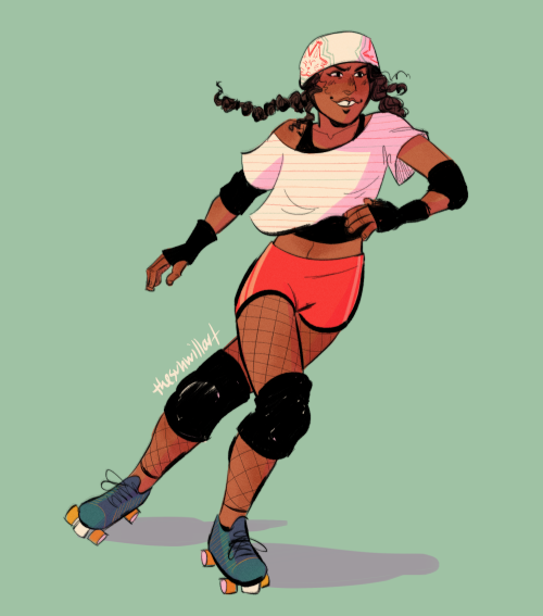 thesunwillart:@julie-week day 1: au!julie “wrecking ball” molina rocking the roller derby world