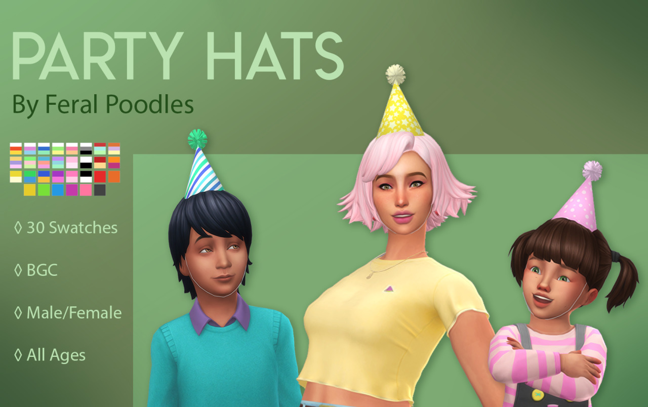 Feral Poodles Sims — Party Hat - TS4 Maxis Match CC Cute party hats for