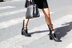 leauxnoir:  CHANEL f/w 2013 boots + HERMÈS croc birkin 