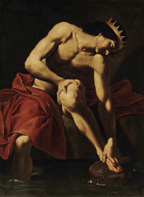 hadrian6: Midas Washing at the Source of the Pactolus. c.1617-19. Bartolomeo Manfredi. Italian.