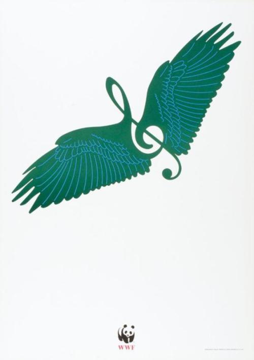 Shigeo Fukuda, poster for WWF, 1997. World Wildlife Fund Japan. Via Museum für Gestaltung Zürich