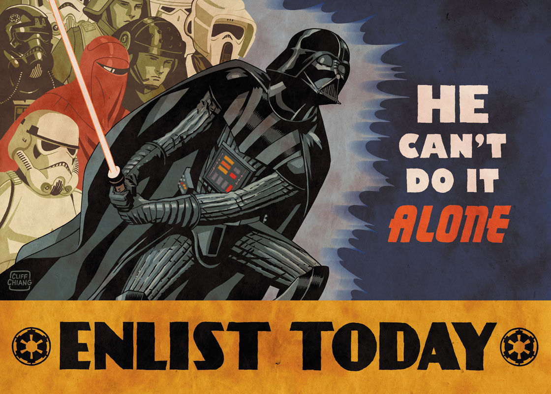ungoliantschilde:  Cliff Chiang ~ a Series of Star Wars Propaganda posters. He sells