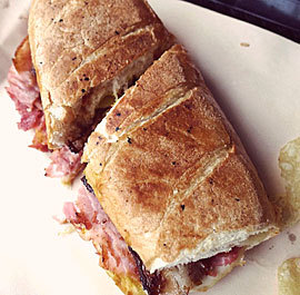 cookingupchaos:  Bunk’s Pork Belly Cubano Sandwich 