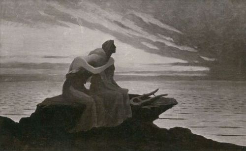 the-cinder-fields: Alfred Noyer Studio. Alphonse Osbert. Evening twilight love couple, 1910s postcar