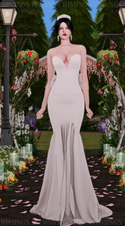 [RIMINGS] Wedding Dress Set - FULL BODY- NEW MESH- ALL LODS- NORMAL MAP- 24 / 14 SWATCHES- HQ COMPAT