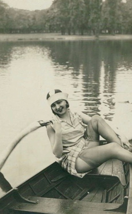 enchantingflappers: Here is our unknown model again but now up to all sorts of adventurous outdoor 