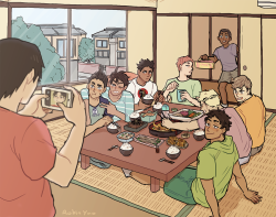 slimyhipster: please view full size here!  i wanted to a do a thing for kindaichi’s birthday (june 6) … SO here it is! i guess they’re having a party at someone’s house, and it’s close enough to iwaizumi’s birthday as well (not to mention