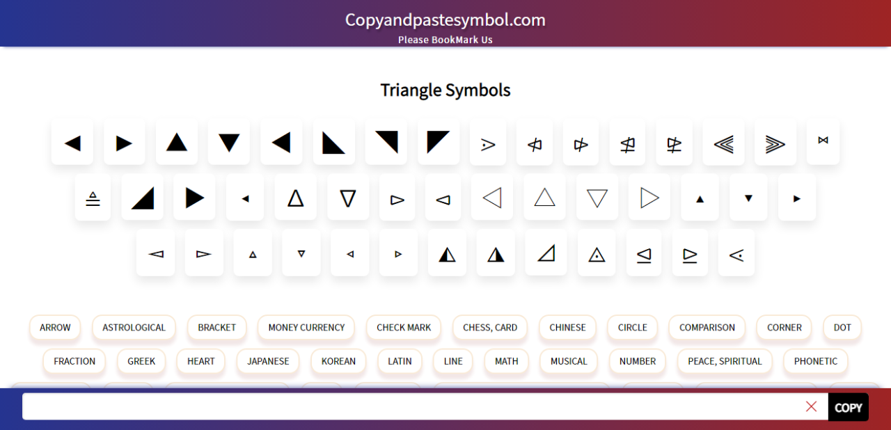 Get Triangle Symbol Copy And Paste