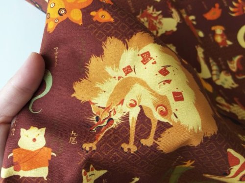 “Kitsune yokai” super cool printed fabric designed by @tatami111 and available on Real fabric