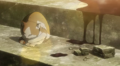 piglii:  HOLY SHIT you guys wanna talk about the most hardcore character in attack on titan well look no motherfucking further this goddamn fucking cAT is just sitting right by a goddamn POOL OF BLOOD casually not giving a single solitary FUCK as the