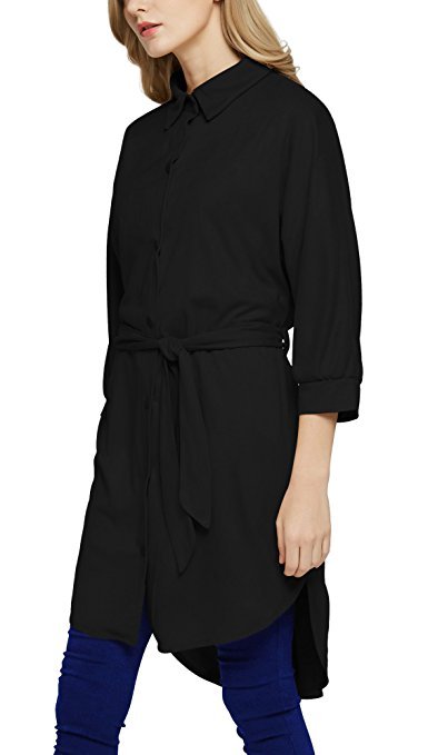 Urban CoCo Women&rsquo;s &frac34; Sleeve Single-Breasted Belted Wrap Casual Trench Coat