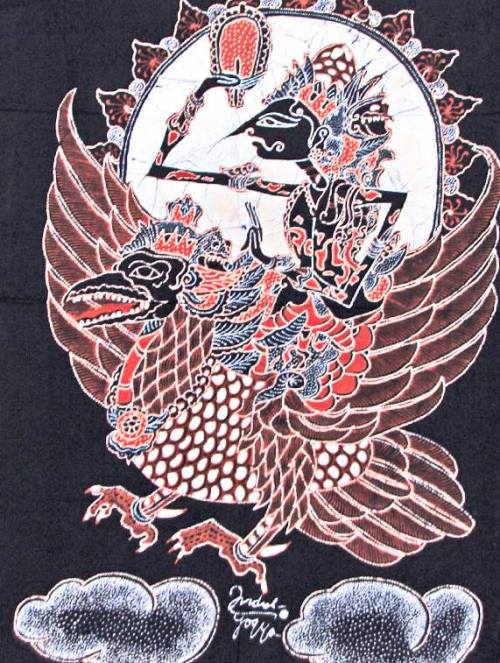 Vishnu on Garuda from Java, batik