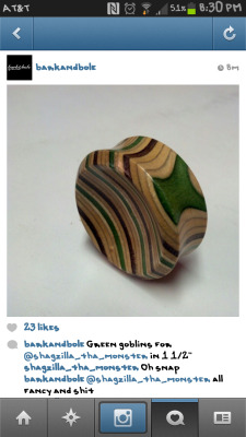 Can&rsquo;t wait to own these one of a kind green plugs made out of skateboard decks by good friend David at Barkandbole