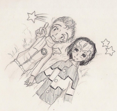 Chibi Garak x Bashir stargazing<3 <3wanted to draw something cute this time^^