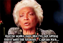 awesomeblackcharacters:Nichelle Nichols on filming the first interracial kiss on television:The dire