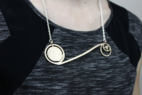 awesomeshityoucanbuyx: awesomeetsy: 3D Printed Apollo 11 Space Trajectory Necklace-Science Inspired 