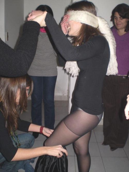 unashamedinpantyhose: when they blindfolded her, she had no idea she would stand a little later in p