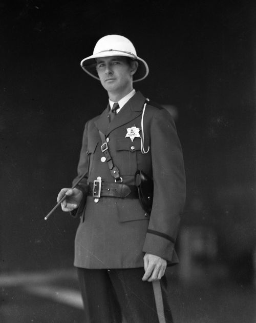 Chicago Police Officers model their new uniforms, designed to be worn during the Century of Progress