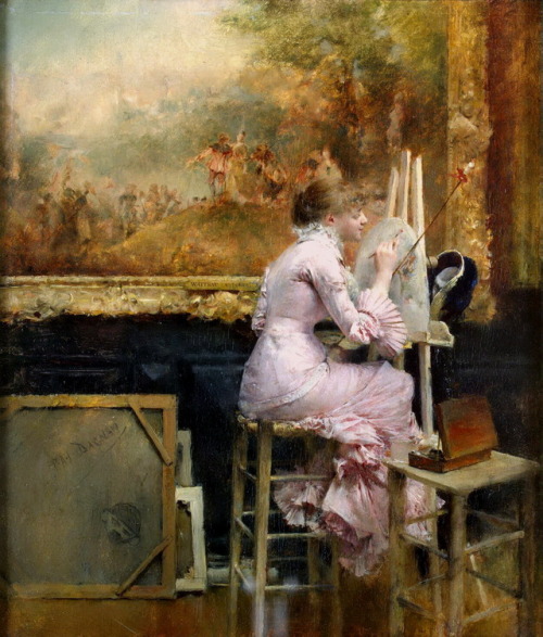 Jeune Femme-aquarelliste au Louvre. 1891. Pascal-Adolphe-Jean Dagnan-Bouveret